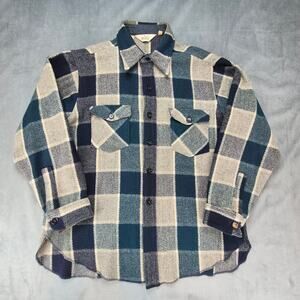 Woolrich Vintage 60's 70's Plaid Wool Flannel Shacket Shirt Mens Made In USA XL